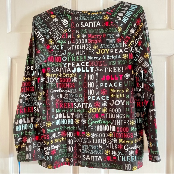 Sleep Sense Women’s Holiday Word-Print Jersey Sleep Top Size M - Picture 3 of 14